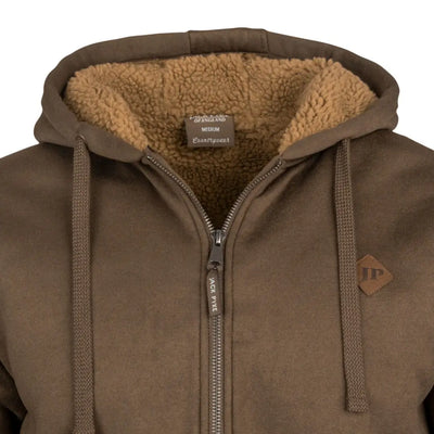 Brown Jack Pyke Yakka Hoodie with fur-lined hood and full zip closure for outdoor wear