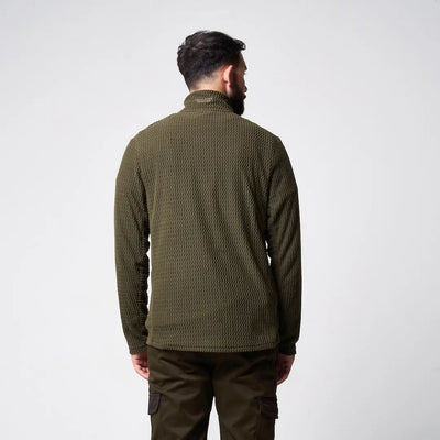 Jack Pyke Z fleece pullover in olive green waffle-knit with high collar