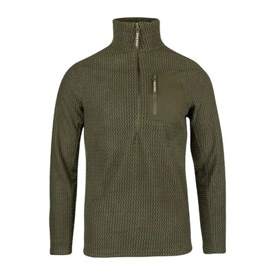 Olive green Jack Pyke Z Fleece Pullover with a stylish chest pocket texture
