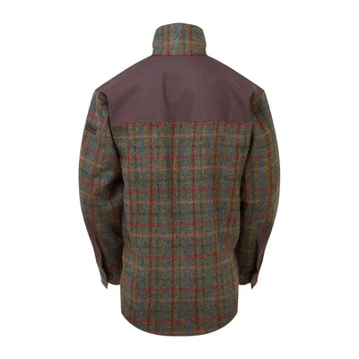 Plaid Harris Tweed jacket with solid upper back and high collar from Keela collection