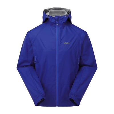 Bright blue Keela Paklite Jacket with full-length zipper for travel light and practical features