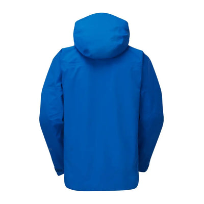 Bright blue Keela Pinnacle Jacket with Aquaflex Extreme fabric viewed from the back