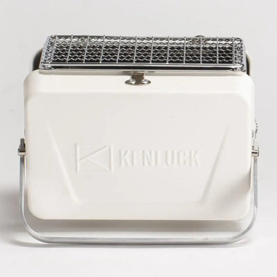 Portable white Kenluck Mini Grill perfect for BBQs and outdoor cooking adventures