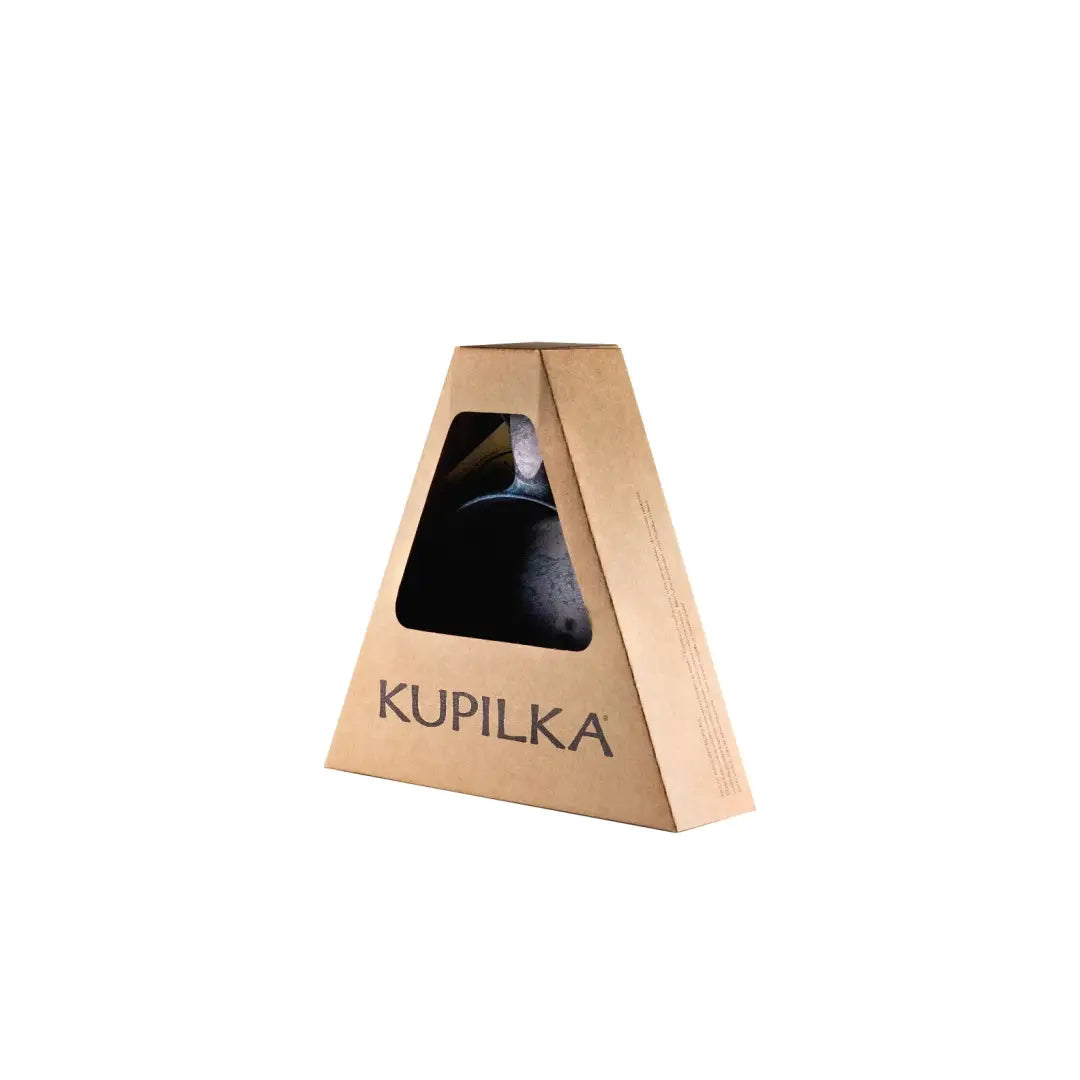 Triangular cardboard packaging featuring the Kupilka Bowl for hunting and outdoor adventures