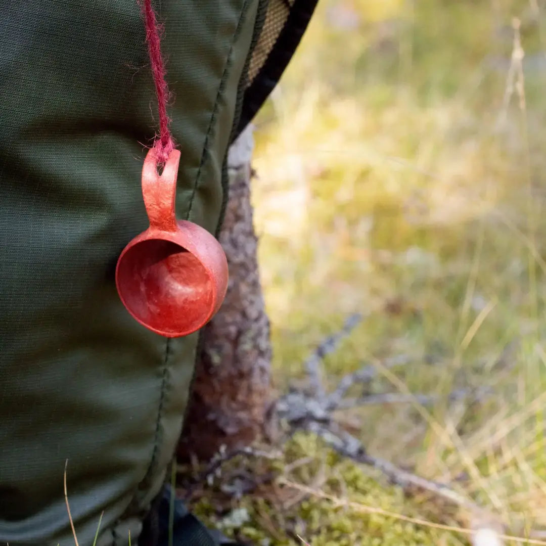 Hand-carved wooden Kuksa cup in Kupilka Mini Cup design perfect for outdoor adventures