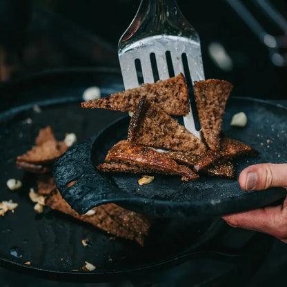 Fried bread triangles served on a Kupilka Plate for a cozy country clothing vibe