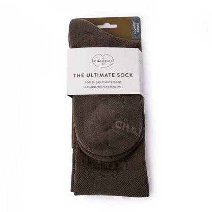Packaged brown Le Chameau Country Cross Socks perfect for country clothing and outdoors activities