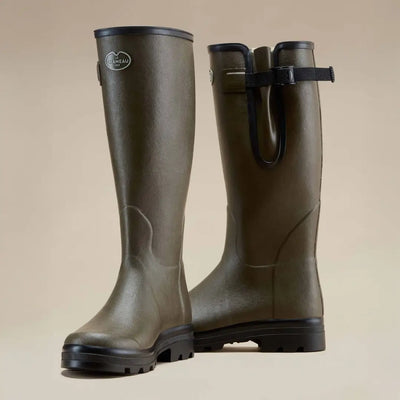 Olive green Le Chameau Men’s Vierzon Jersey Lined Wellington Boots for outdoor adventures