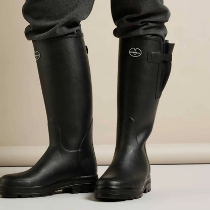 Black rubber Vierzonord neoprene lined Wellington boots for men’s Vierzonord style