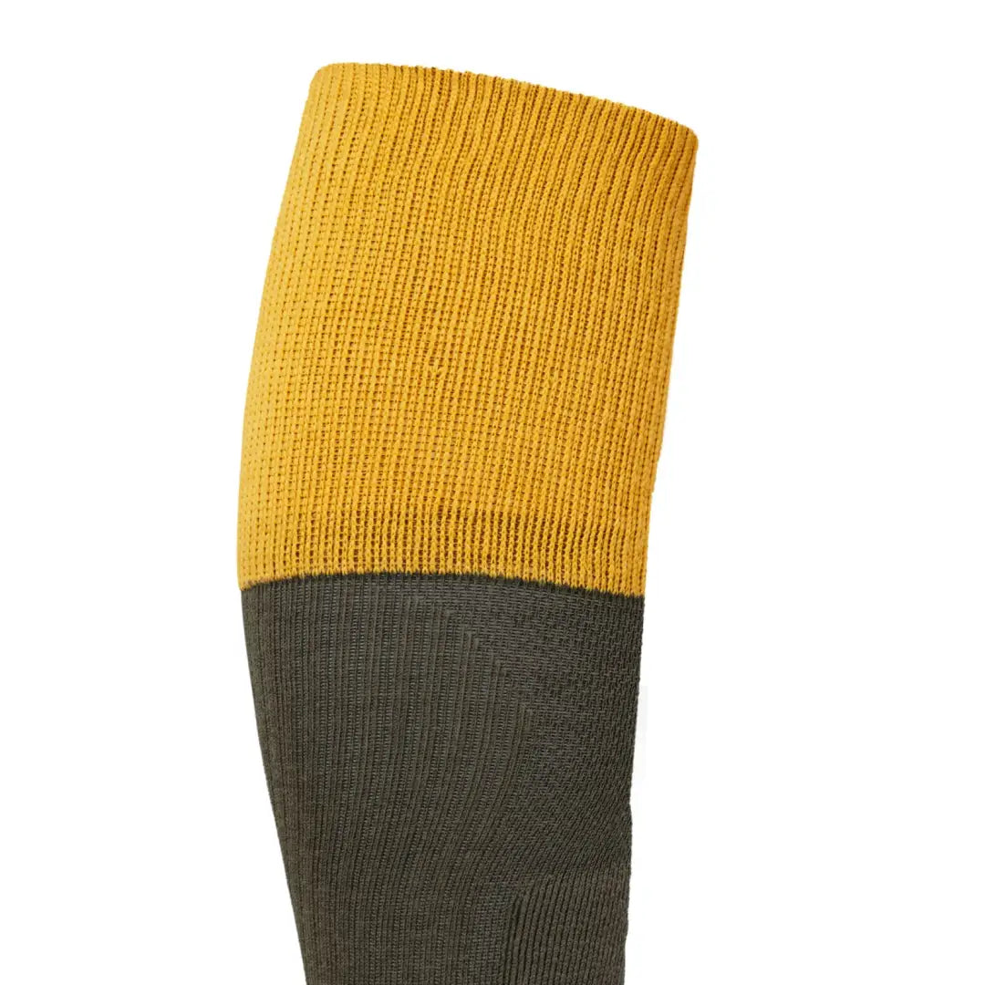 Two-tone mustard and charcoal grey Le Chameau Vierzon Shooting Socks for outdoor wear