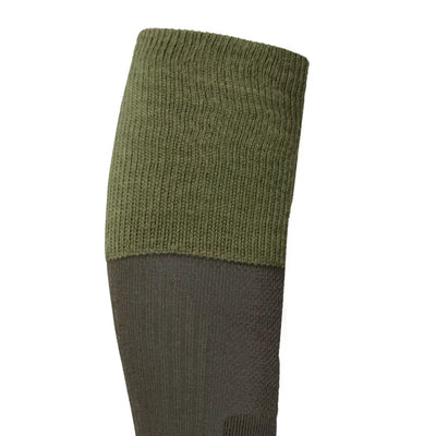 Olive green and dark grey two-tone knit sock from Le Chameau Vierzon Shooting Socks
