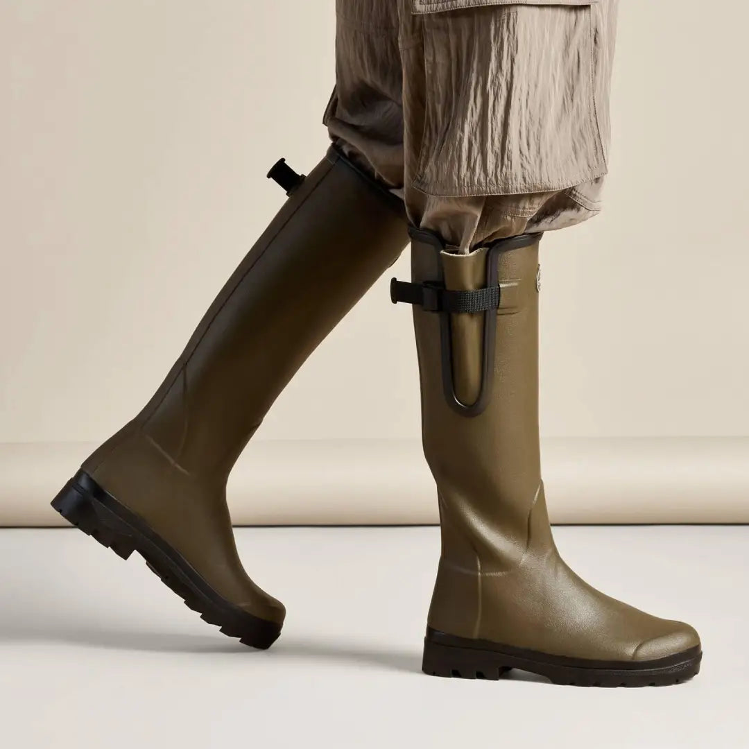 Stylish Olive Green Le Chameau Women’s Vierzon Jersey Lined Wellington Boots