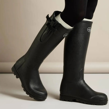 Black rubber rain boots from Chameau Women’s Vierzon Jersey Lined Wellington collection