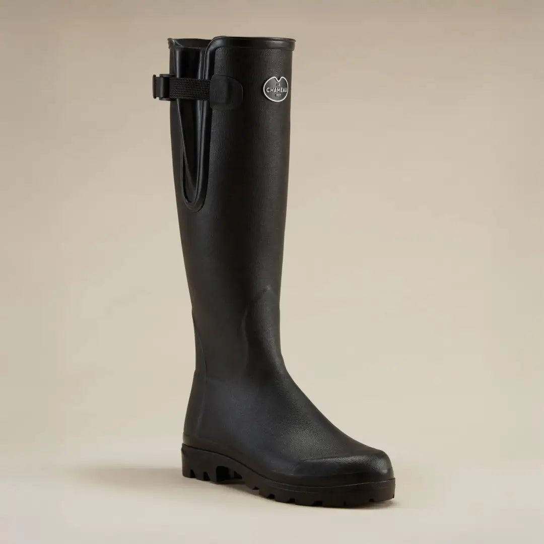 Black rubber riding boot from Le Chameau Women’s Vierzon Jersey Lined Wellington collection