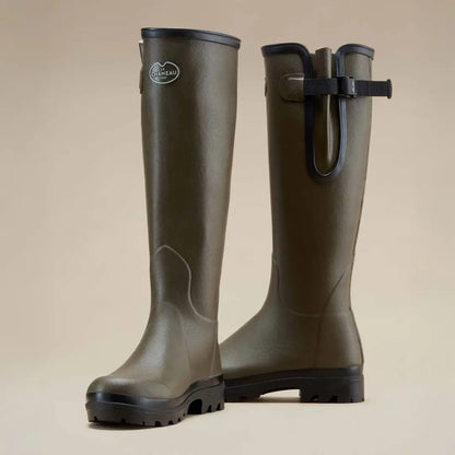 Olive green Le Chameau Women’s Vierzon Jersey Lined Wellington Boots for outdoor adventures