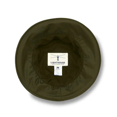 Dark green Lighthouse Canterbury Waterproof Ladies Hat with brand label