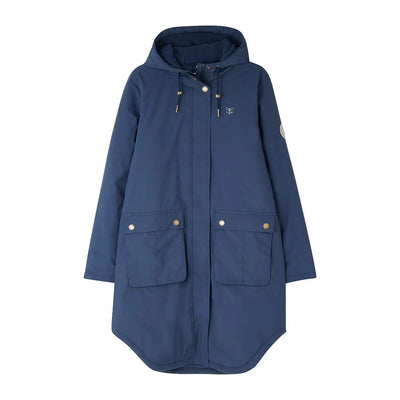 Lighthouse Imogen Ladies coat - long navy blue hooded raincoat with front pockets