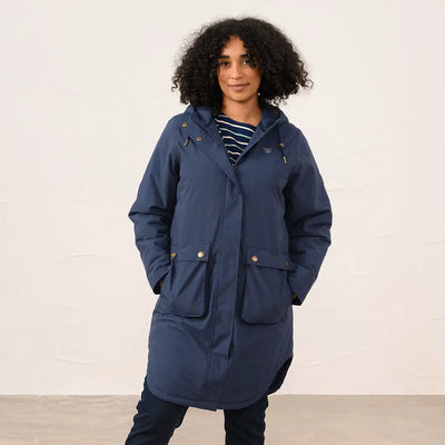 Navy blue Lighthouse Imogen Ladies Coat with hood and large front pockets