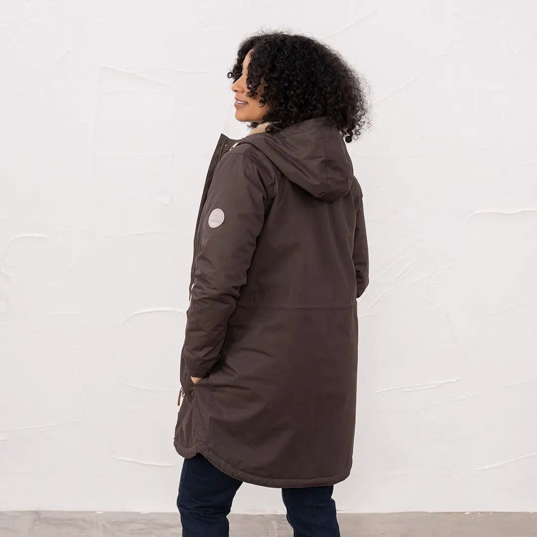 Lighthouse Isobel Coat winter parka with hood in dark brown for women
