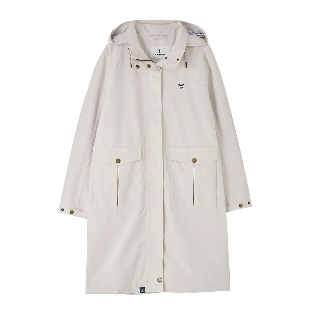 Beige hooded raincoat from Lighthouse Ladies Annika Coat collection for stylish ladies