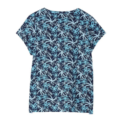 Blue floral patterned Lighthouse Ladies Ariana short sleeve T-shirt for stylish ladies