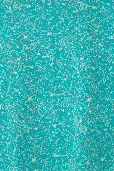 Teal Lighthouse Ladies Causeway T-Shirt with white floral pattern, stylish ladies causeway top