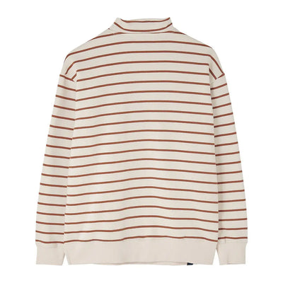 Cream long-sleeve pullover with thin brown stripes from Lighthouse Ladies Coral Jersey
