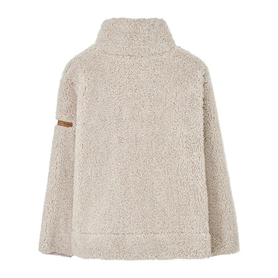 Cream-colored lighthouse ladies coast fleece pullover with stand-up collar for cozy style