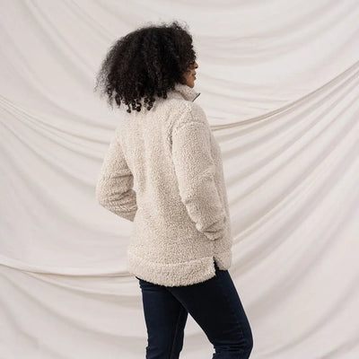 Lighthouse Ladies Coast Fleece cream-colored sherpa pullover with stand-up collar
