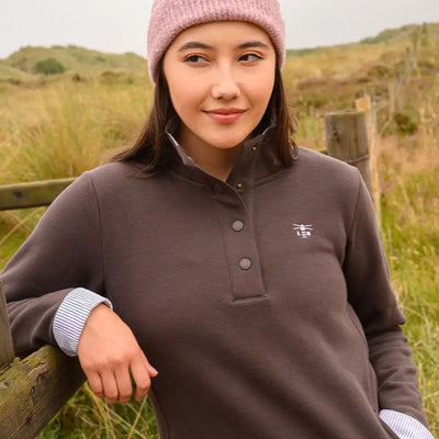Lighthouse Ladies Haven II Jersey with woman in brown fleece and pink beanie