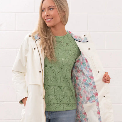 Lighthouse Ladies Pippa Coat with white raincoat and floral lining for stylish rain protection