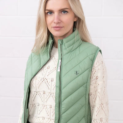 Light green quilted Lighthouse Laurel Gilet for stylish ladies’ layering
