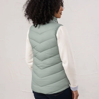 Light green Lighthouse Laurel ladies gilet with chevron quilting over white shirt