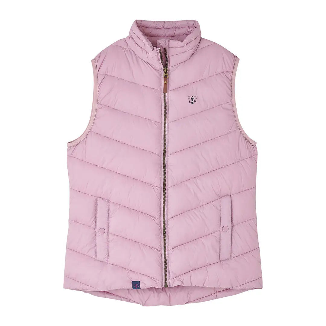 Light pink Lighthouse Laurel ladies gilet with quilted design, full zipper, and pockets
