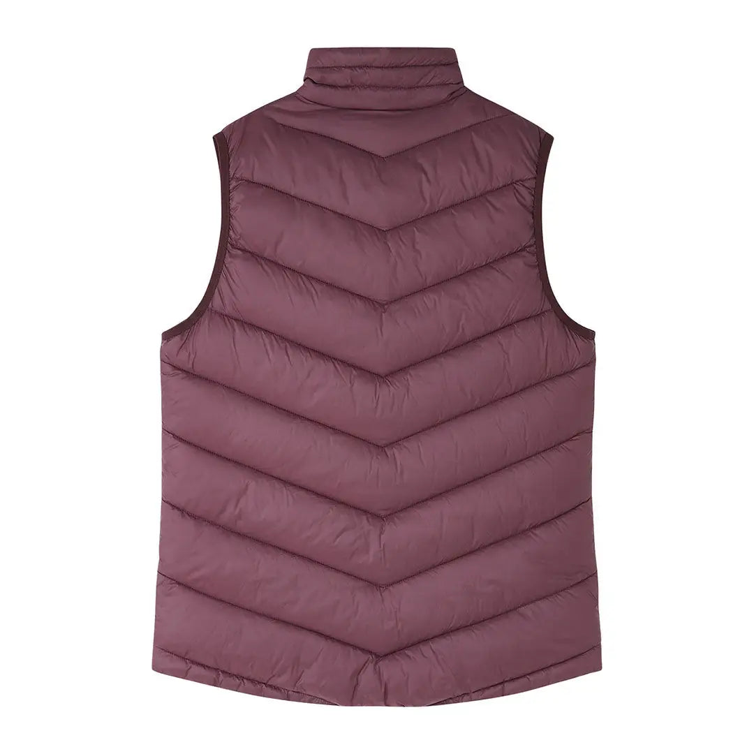 Lighthouse Laurel ladies plum puffer vest with stand-up collar and chevron quilting