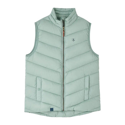 Light mint green Lighthouse Laurel Ladies gilet with quilted puffer design and stand-up collar