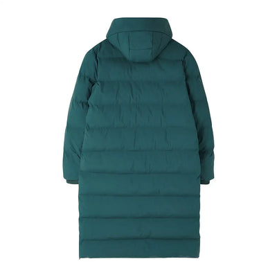 Teal long puffer coat with hood, Lighthouse Savannah Coat, stylish Savannah Coat for cold weather
