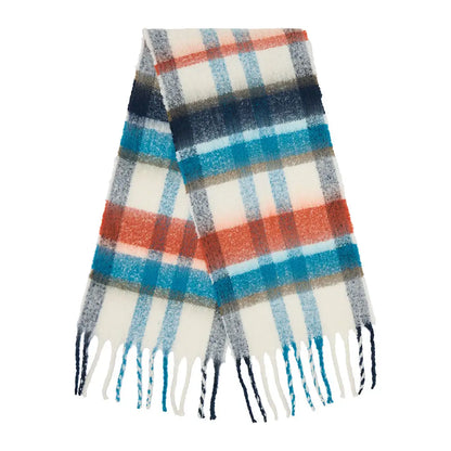 Lighthouse Scarf plaid fringed scarf in cream teal navy rust perfect for country clothing