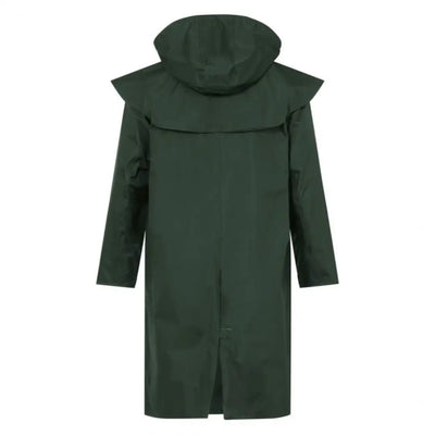 Dark green Lighthouse Stockman full length waterproof rain coat with long sleeves