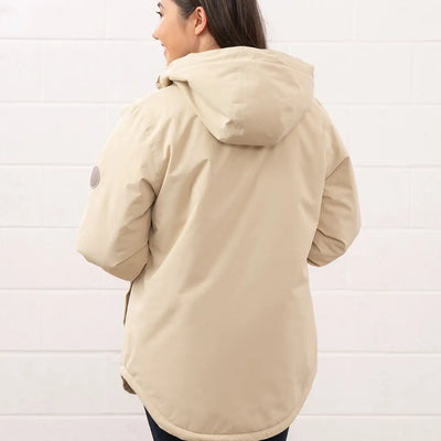 Lighthouse Tess Ladies Coat in beige puffer with patch, perfect for country outdoor hunting clothing