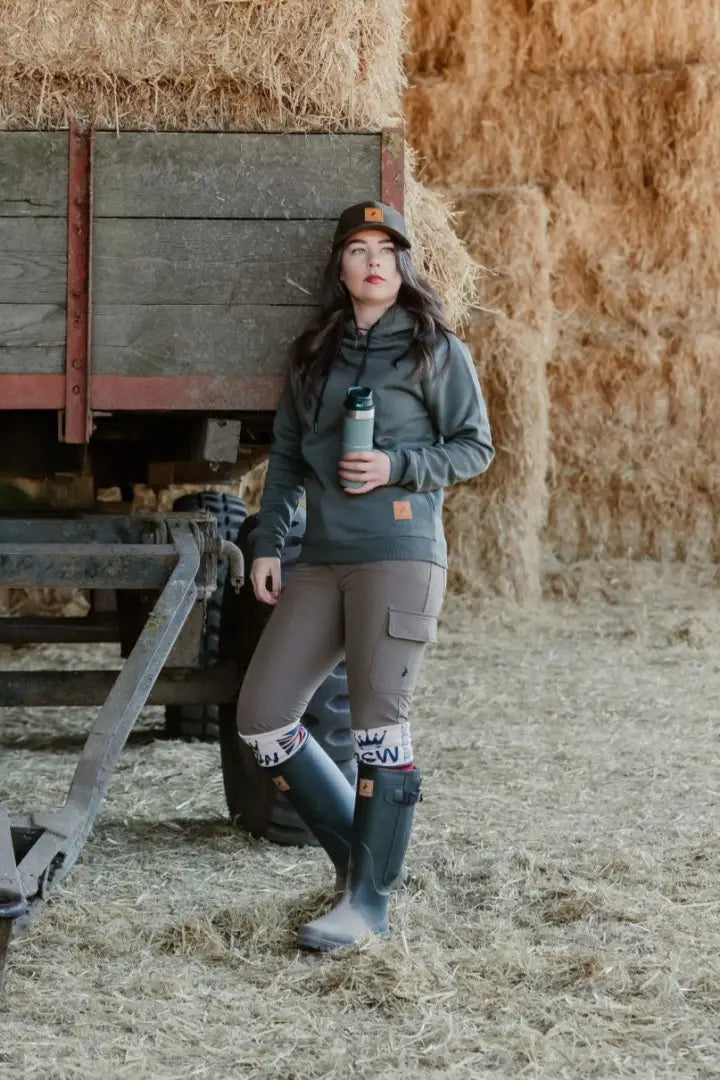 Woman in outdoor apparel wearing New Forest Avon Full Zip Wellington Boots in the forest