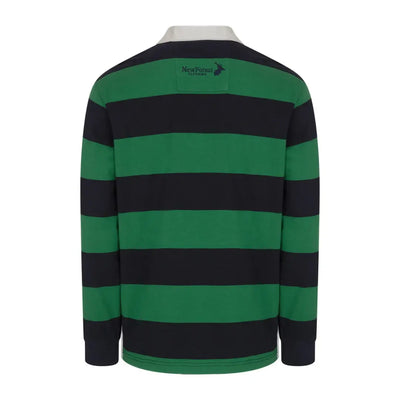 Striped rugby shirt in green and navy from the New Forest Classic Stripe collection