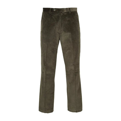 Quality cotton New Forest Cord Trousers in olive green straight leg chino style