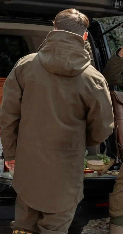 Olive green forest country sport hooded outdoor jacket for country sport smock style