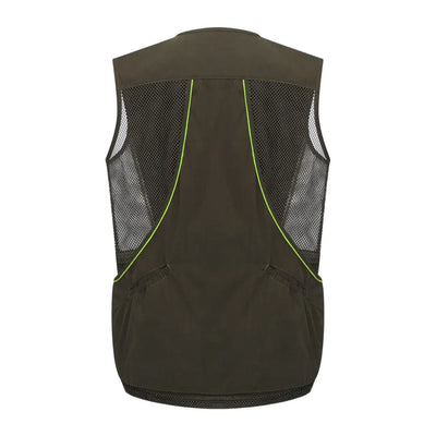 Olive green mesh-backed forest dog sports vest for active dog training or dog sports