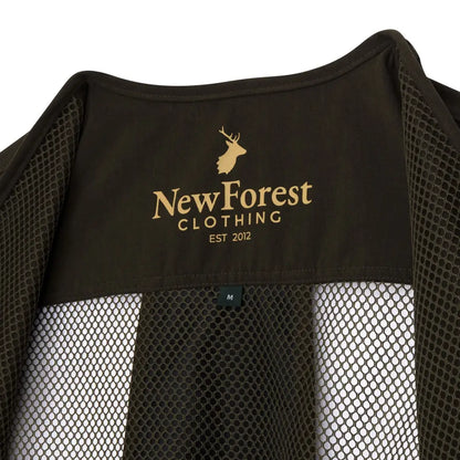 Dark olive green New Forest Dog Training Vest II with gold deer logo