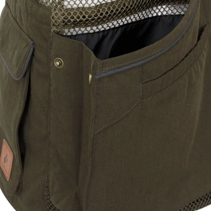 Olive green New Forest Dog Training Vest II with mesh lining and leather patch