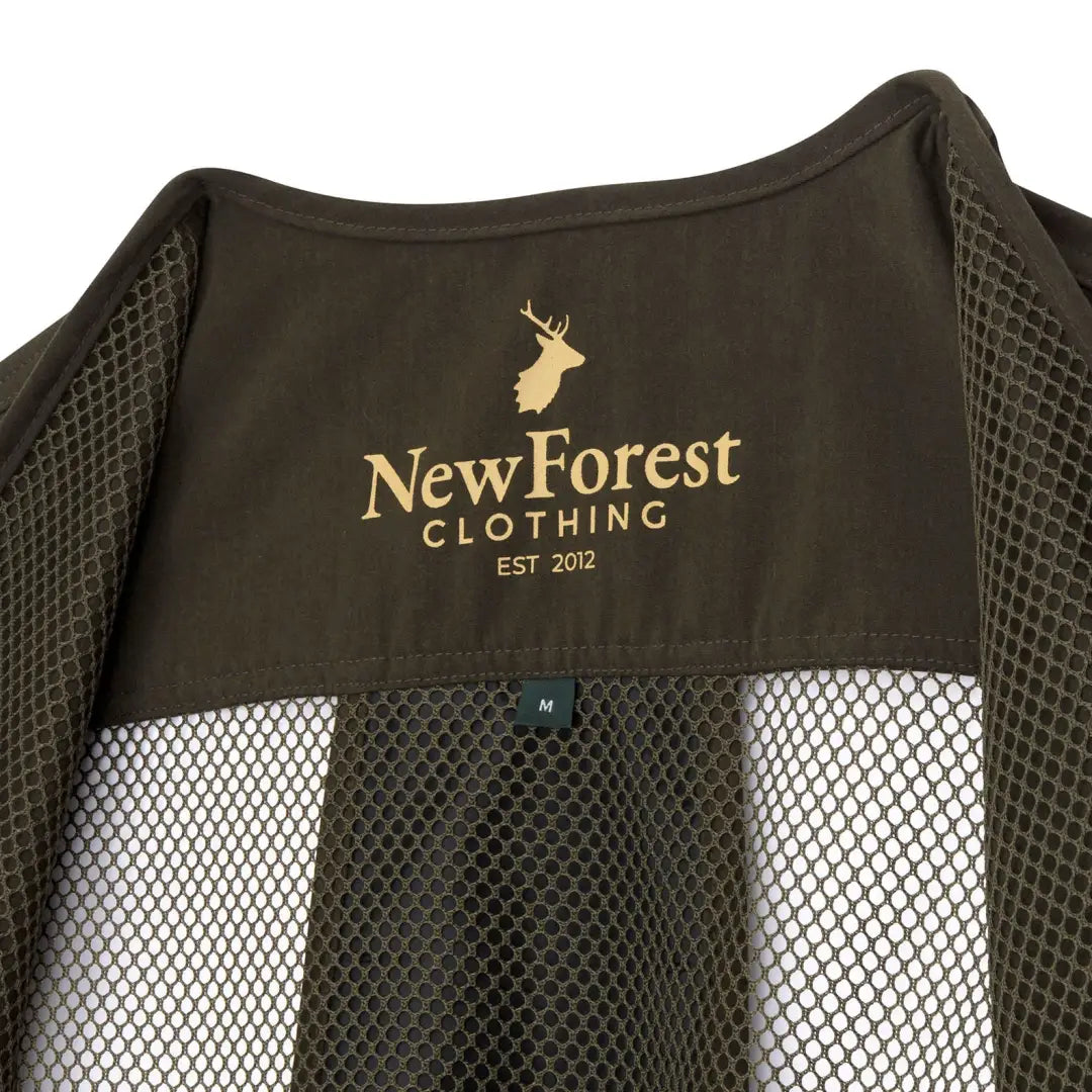 Dark olive green New Forest Dog Training Vest II with gold deer logo
