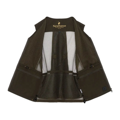 Dark olive green forest dog training vest with pockets and branded label