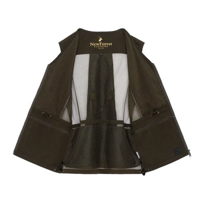 Dark olive green forest dog training vest with pockets and branded label